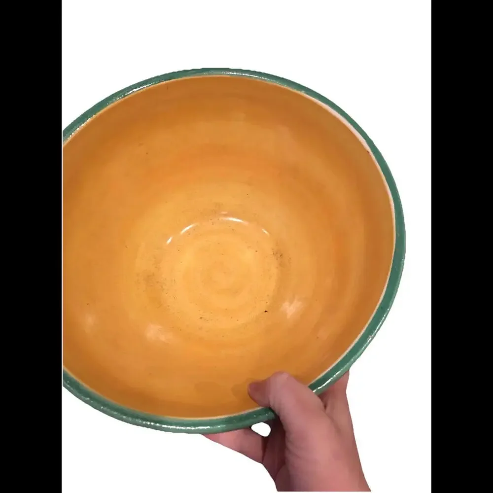 🍽️Large Hand Painted Bowl - Yellow With grapes